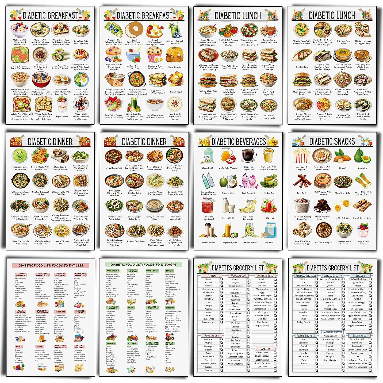 12pcs Diabetic Meal Planner Un - Healthy Snacks Food incelemesi ve fiyatı