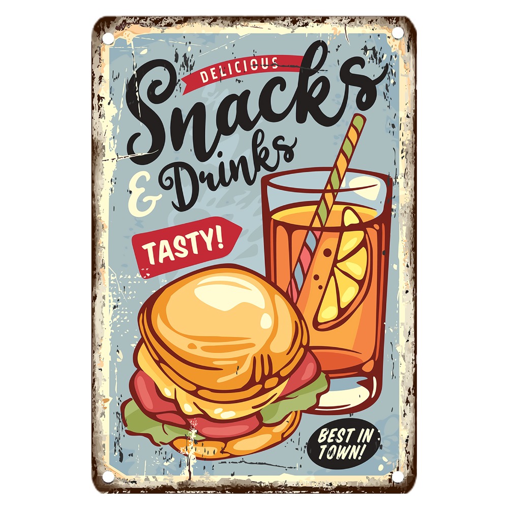 Vintage Food Metal Sign, 12x8  - Food Snacks Drinks incelemesi ve fiyatı