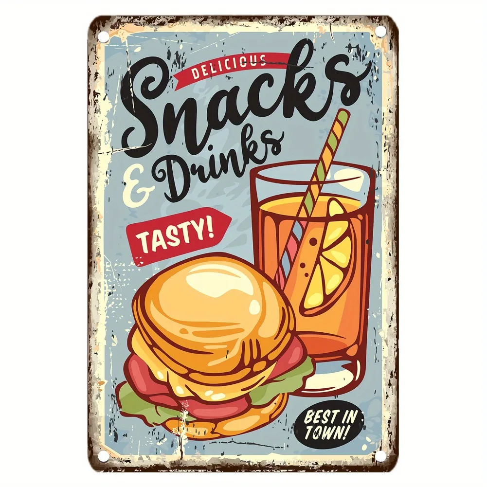 Vintage Food Metal Sign, 12x8  - Food Snacks Drinks incelemesi ve fiyatı